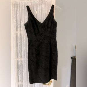 Ann Taylor v neck ruched lace little black dress